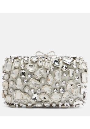 Self-Portrait Crystal-embellished satin clutch