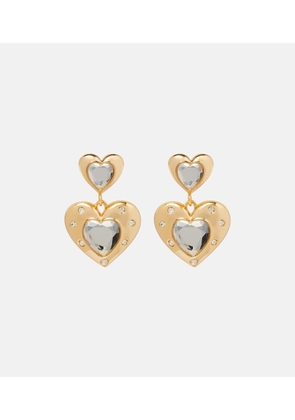 Self-Portrait Heart crystal-embellished earrings