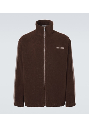 Versace Logo cotton terry zip-up sweatshirt