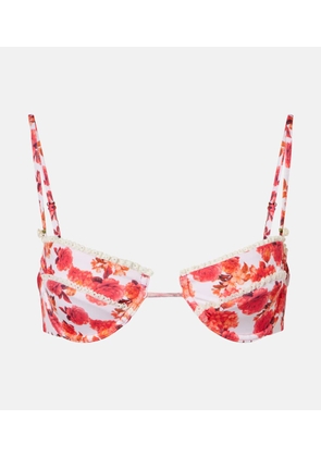 Bananhot Faith floral lace-trimmed bikini top
