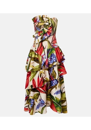 Farm Rio Floral ruffled cotton midi dress