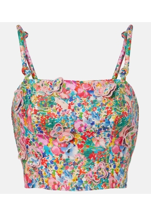 Farm Rio Applique floral linen top