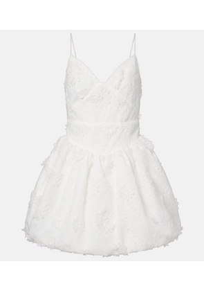 Self-Portrait Floral-applique organza minidress