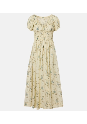 Doen Ashlynn gathered floral cotton midi dress