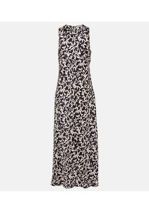 Asceno Valencia printed silk twill maxi dress