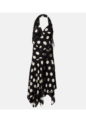 Junya Watanabe Lace-trimmed polka-dot midi dress