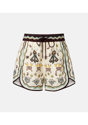 Alemais Sun Dancer printed linen shorts
