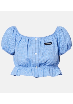 Miu Miu Checked cotton poplin crop top