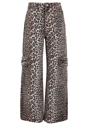 Ganni Leopard-print Straight-leg Cargo Jeans - 24 (W24 / UK6 /xs)