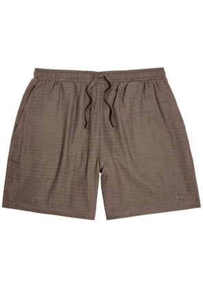 Boss Logo-embroidered Cotton Shorts - Khaki - M