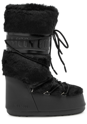 Moon Boot Icon Padded Faux fur Mid-calf Snow Boots - Black - 8-10