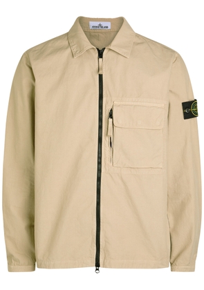 Stone Island Logo Cotton Overshirt - Sand - XL