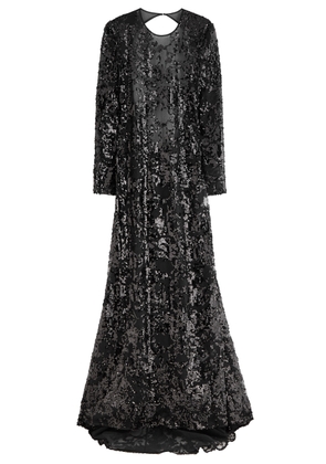 Victoria Beckham Sequin-embellished Open-back Tulle Gown - Black - 12 (UK12 / M)
