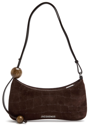 Jacquemus Le Bisou Perle Crocodile-effect Suede Shoulder bag - Dark Brown - One Size