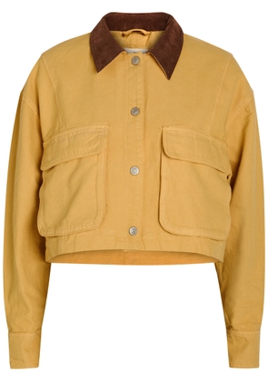 Free People Martha Cropped Cotton-twill Jacket - Yellow - S (UK 8-10 / S)