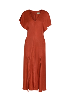 Akyn Hollie V-neck Lyocell Midi Dress - Orange - 8 (UK8 / S)