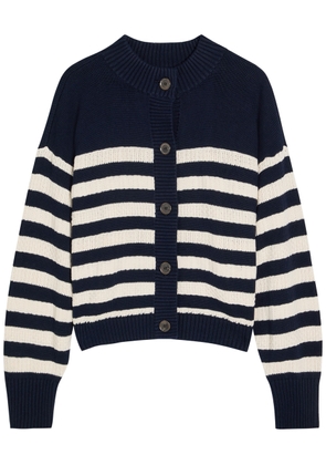 Frame Striped Cotton Cardigan - Navy - S (UK8-10 / S)