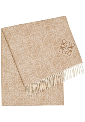 Loewe Anagram Alpaca and Wool-blend Scarf - Beige - One Size