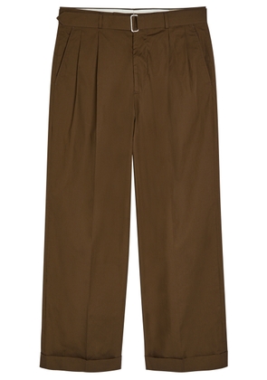 Officine Générale Evans Belted Cotton-poplin Trousers - Dark Brown - 48 (IT48 / M)