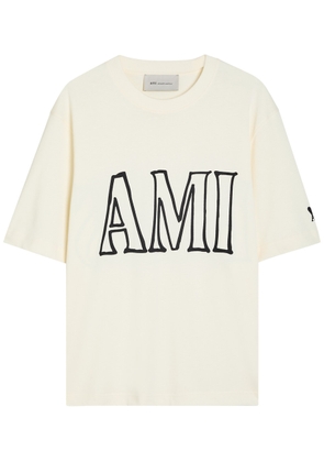Ami Paris Printed Cotton T-shirt - Off White - L