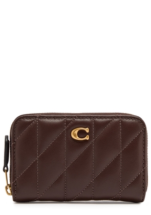 Coach Quilted Logo Leather Wallet - Brown - One Size