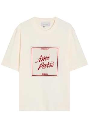 Ami Paris Logo-appliquéd Cotton T-shirt - Off White - XL