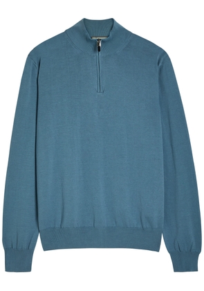 Canali Half-zip Cotton Jumper - Dark Blue - 52 (IT52 / XL)