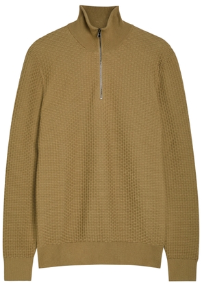 Boss Textured Half-zip Cotton Jumper - Khaki - M