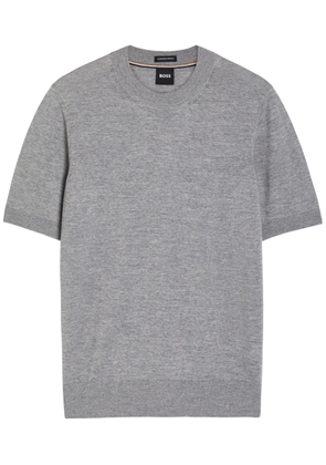 Boss Fine-knit Wool T-shirt - Light Grey - L