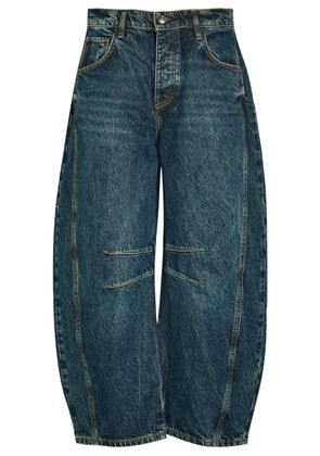 Free People Good Luck Barrel-leg Jeans - Dark Blue - 28 (W28 / UK10 / S)