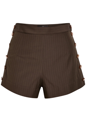 Vivienne Westwood Elle Button Detail Pinstripe Cotton Shorts - Khaki - 38 (UK6 / XS)