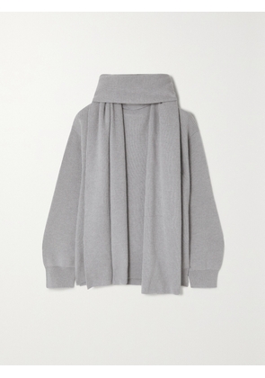 The Frankie Shop - Ribbed-knit Turtleneck Sweater And Scarf Set - Gray - XS/S,M/L