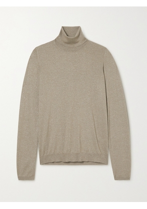 Brunello Cucinelli - Metallic Cashmere-blend Turtleneck Sweater - Brown - xx small,x small,small,medium,large,x large,xx large