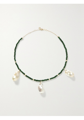 CHARMS COMPANY - Les Bonbon 14-karat Gold, Jade And Pearl Necklace - Green - One size