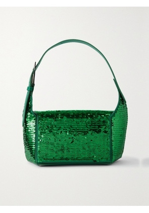 The Attico - 7/7 Sequined Leather Shoulder Bag - Green - One size