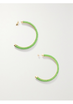 ROSANTICA - Favilla Gold-tone, Satin And Crystal Hoop Earrings - Green - One size