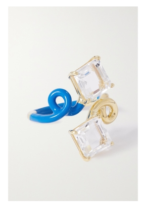 BEA BONGIASCA - 9-karat Gold, Enamel And Rock Crystal Ring - Blue - 14,16