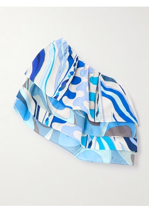 PUCCI - One-shoulder Printed Cotton-voile Top - Blue - IT38,IT40,IT42,IT44,IT46,IT48