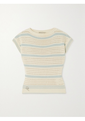PUCCI - Striped Open-knit Cotton-blend Sweater - Neutrals - x small,small,medium,large,x large