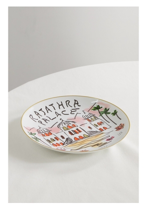 GINORI 1735 - + Luke Edward Hall Rajathra Palace 27cm Gold-plated Porcelain Plate - Pink - One size