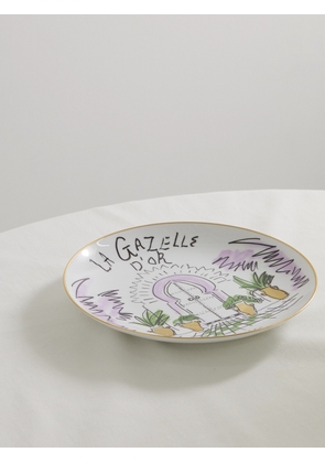 GINORI 1735 - + Luke Edward Hall Marrakech 27cm Gold-plated Porcelain Plate - Purple - One size