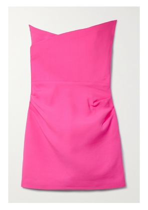 ROLAND MOURET - Strapless Asymmetric Wool And Silk-blend Mini Dress - Pink - UK 4,UK 6,UK 8,UK 10,UK 12,UK 14,UK 16