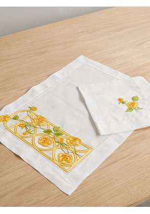 Loretta Caponi - Embroidered Linen Placemat And Napkin Set - Multi - One size