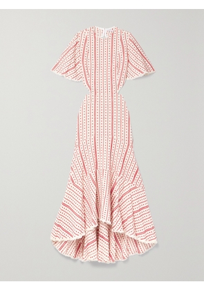 RUE MARISCAL - Open-back Frayed Embroidered Crocheted Dress - Ecru - FR 34,FR 36,FR 38,FR 40,FR 42,FR 44