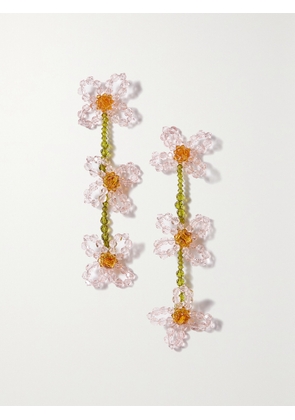 Simone Rocha - Tiered Daisy Gold-tone Crystal Earrings - White - One size