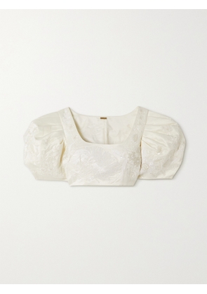 Cult Gaia - Sinai Cropped Embellished Duchesse-satin Top - Off-white - US0,US2,US4,US6,US8,US10