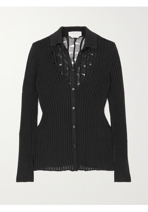 Gabriela Hearst - Aera Ribbed Open-knit Silk Shirt - Black - x small,small,medium,large,x large