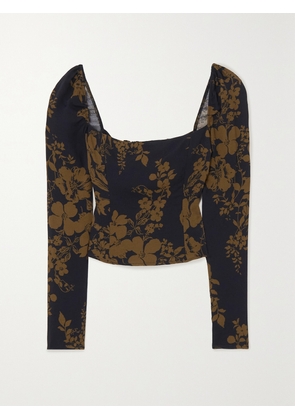 REFORMATION - Demi Floral-print Crepe De Chine Blouse - Blue - US0,US2,US4,US6