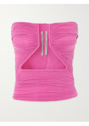 Rick Owens - Prong Strapless Ruched Cutout Stretch-jersey Top - Pink - IT38,IT40,IT42,IT44,IT46,IT48