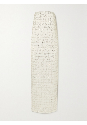 16ARLINGTON - Blaise Strapless Crystal-embellished Duchesse-satin Maxi Dress - White - UK 6,UK 8,UK 10,UK 12,UK 14